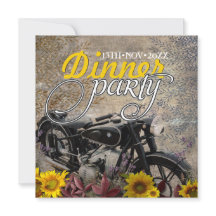 Rustic Bohemian Sunflower Motorcycle Dinner Party