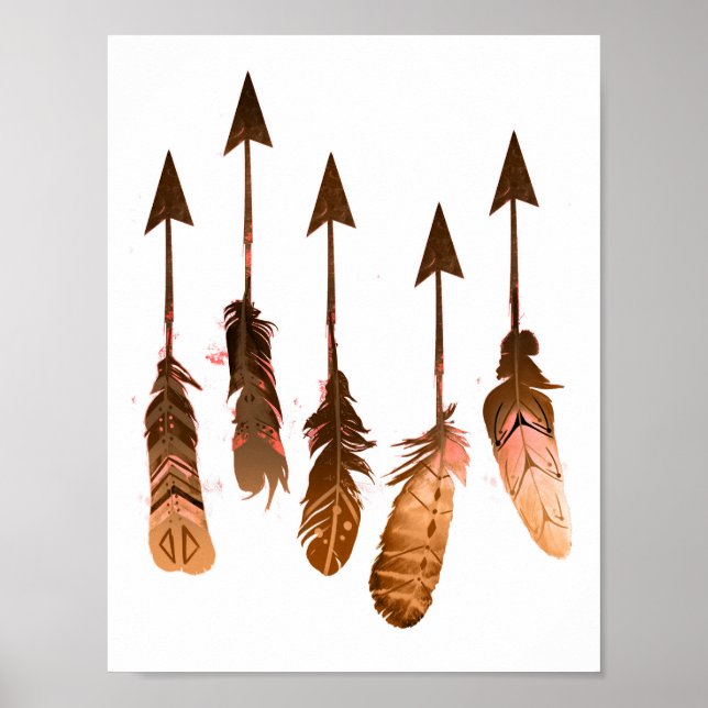 Rustic Bohemian Tribal Feather Arrows Poster (Front)