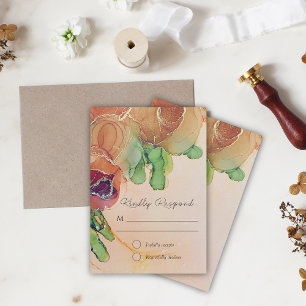 Rustic Bohemian Vintage Roses Wedding RSVP Card