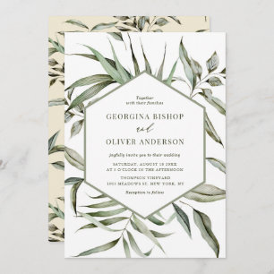 Rustic Bohemian Watercolor Greenery Autumn Wedding Invitation