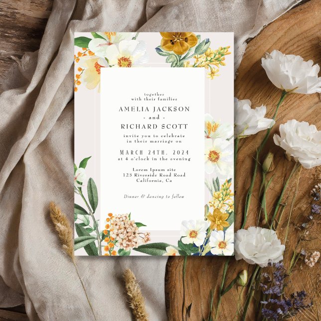 Rustic Bohemian Wildflower floral garden wedding Invitation (Creator Uploaded)
