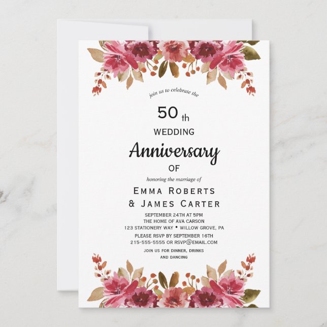 Rustic Boho 50th Anniversary Invitation (Front)