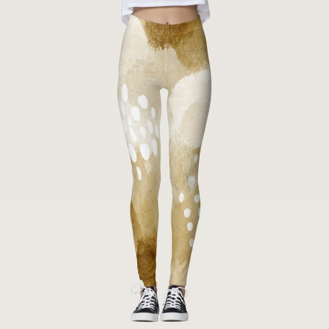 Rustic Boho Abstract Textured Pattern -Earthy Tone Leggings (Front)