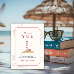 Rustic Boho Ahoy Nautical Lighthouse Baby Shower Thank You Card