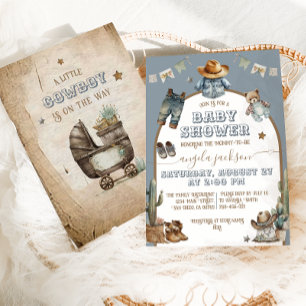 Rustic Boho arch Wild West Blue Boy Baby Shower Invitation