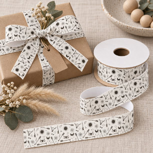 Rustic Boho Arrow Sun Moon Antlers Pattern ID1109 Grosgrain Ribbon