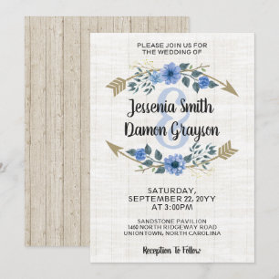 Rustic Boho Arrows & Floral Wedding Invitation