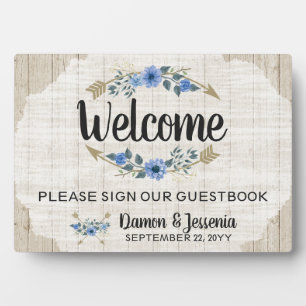 Rustic Boho Arrows & Floral Wedding Welcome Sign Plaque