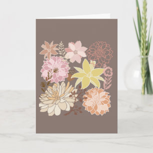 Rustic Boho Asphalt Floral Pattern Card