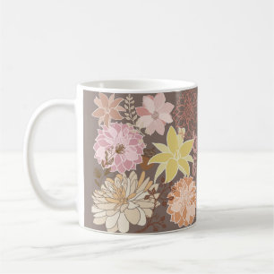 Rustic Boho Asphalt Floral Pattern Coffee Mug