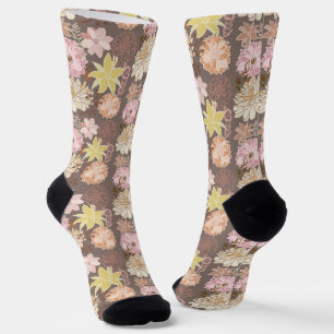 Rustic Boho Asphalt Floral Pattern  Socks