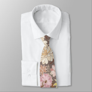 Rustic Boho Asphalt Floral Pattern Tie