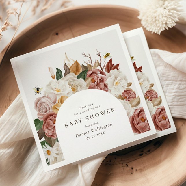 Rustic Boho Autumn Baby Shower Paper Napkin (Creator Uploaded)