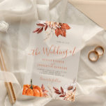 Rustic boho autumn fall botanical wedding acrylic invitations<br><div class="desc">Watercolor rustic modern botanical flowers,  pumpkin,  foliage,  and dried leaves making a chic autumn trendy clear acrylic wedding invitation with handwriting calligraphy script and earthy terracotta cream ivory beige colour palette.</div>
