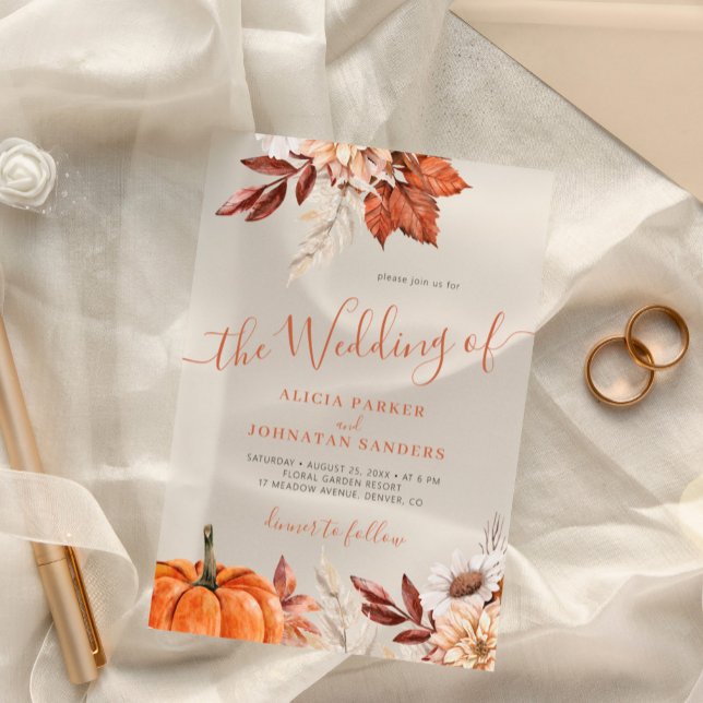 Rustic boho autumn fall botanical wedding acrylic invitations (Creator Uploaded)