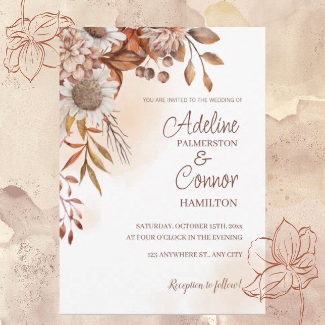 Rustic Boho Autumn Floral Wedding  Invitation (Creator Uploaded)