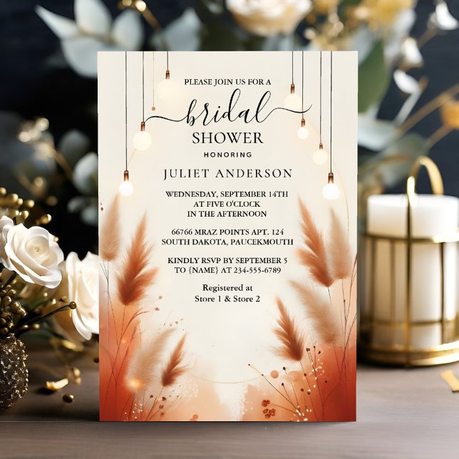 Rustic Boho Autumn Ombre Brown Bridal Shower Invitation (Creator Uploaded)