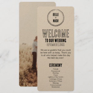 Rustic Boho Barn Wedding Program with Photo