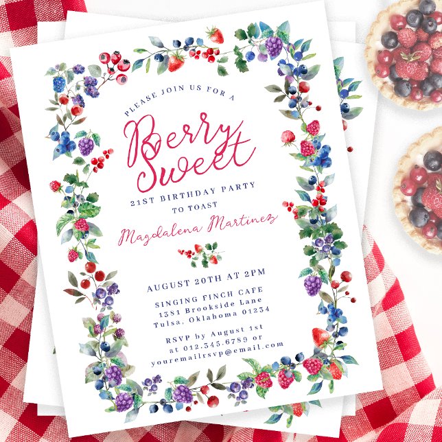 Rustic Boho Berry 21st Birthday Budget Invitation (Creator Uploaded)