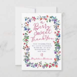 Rustic Boho Berry Summer 100th Birthday Flat Thank You Card