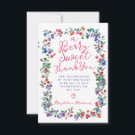 Rustic Boho Berry Summer 70th Birthday Flat Thank You Card<br><div class="desc">Just in time for Summer 2024, our brand new Summer Berry Bliss collection. Red, white and blue Americana meets Boho Chic. Strawberries, raspberries and blueberries on a white background create a patriotic vibe in this berry botanical frame. A Berry Sweet Thank Youis written in a playful and casual red script...</div>
