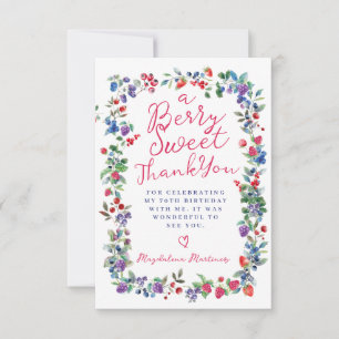 Rustic Boho Berry Summer 70th Birthday Flat Thank You Card