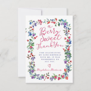 Rustic Boho Berry Summer 80th Birthday Thank You Card