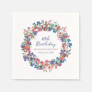 Rustic Boho Berry Summer Custom 80th Birthday Napkin