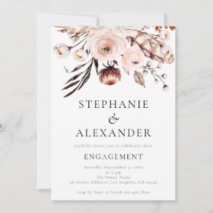 Rustic Boho Blush Florals Engagement Party Invitation