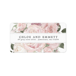 Rustic Boho Blush Pink Rose Floral Address Label