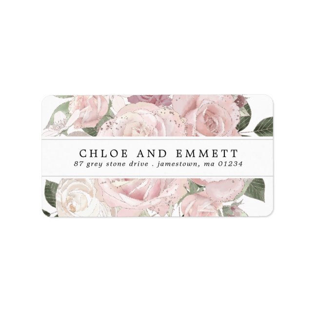 Rustic Boho Blush Pink Rose Floral Address Label (Front)