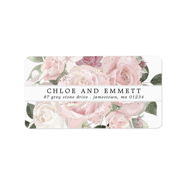 Rustic Boho Blush Pink Rose Floral Address Label (Front)