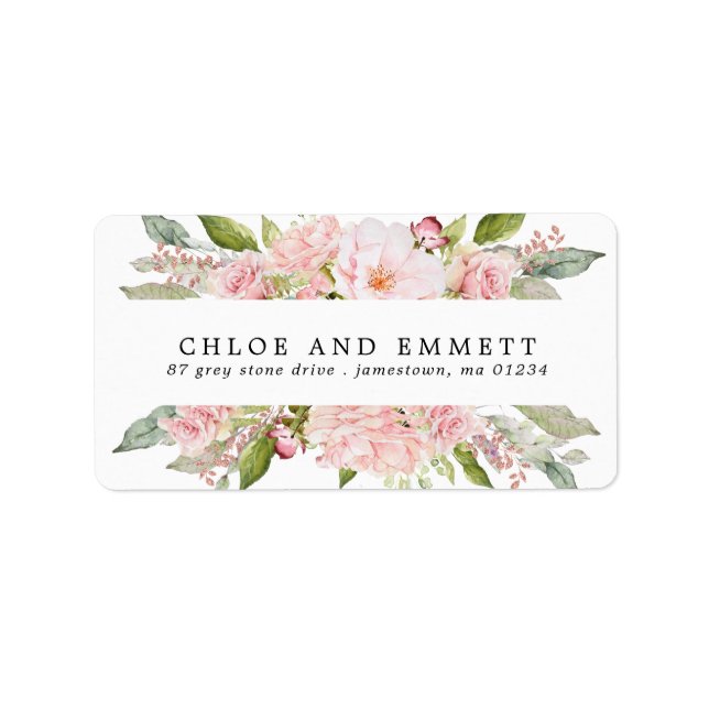 Rustic Boho Blush Pink Rose Floral Address Label (Front)