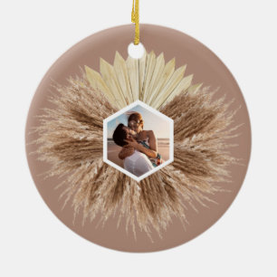 Rustic Boho Bohemian Pampas Grass Custom Photos Ceramic Tree Decoration