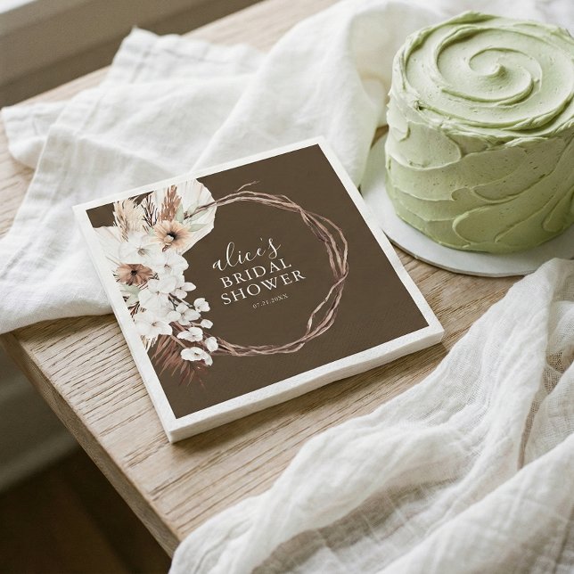 Rustic Boho Botanical Bridal Shower Napkin (Creator Uploaded)