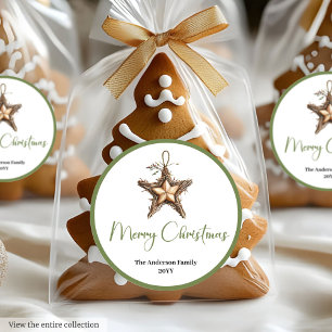 Rustic Boho Botanical Holiday Gift Tag Round Label