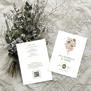 Rustic Boho Botanical Posy Sage Wedding TLW26 Invitation
