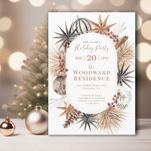 Rustic Boho Botanicals Christmas Party Holiday Card