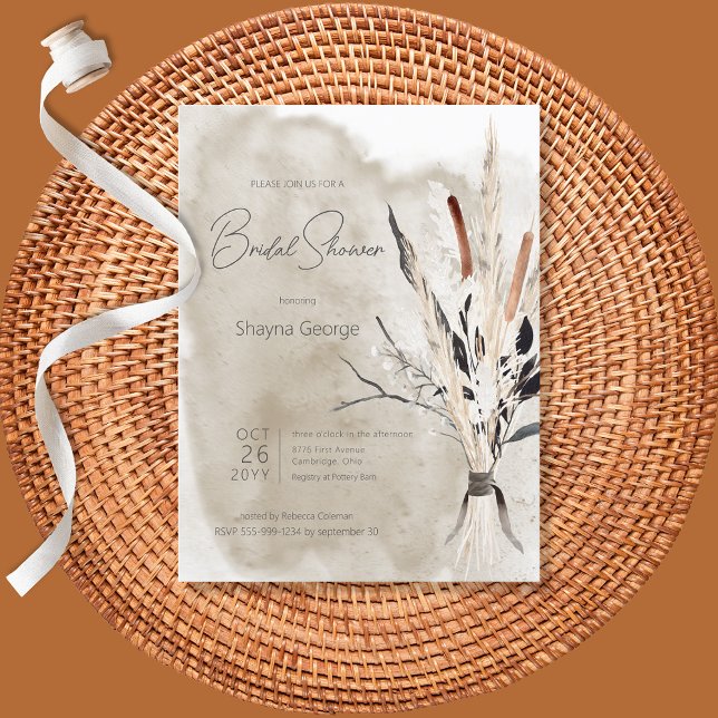 Rustic Boho Bouquet Modern Bridal Shower Invite Postcard (Creator Uploaded)