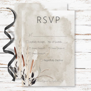 Rustic Boho Bouquet Modern Three Dinner RSVP Card