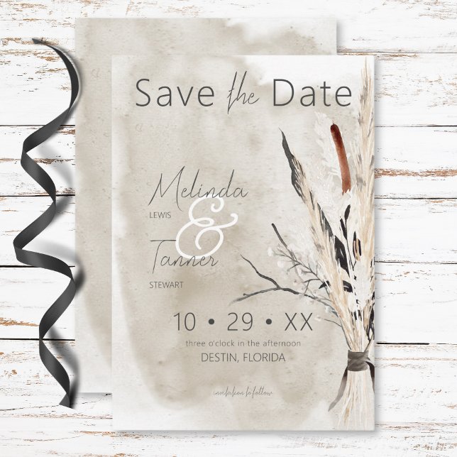 Rustic Boho Bouquet Modern Wedding Save The Date (Rustic Boho Bouquet Modern Wedding Save The Date)