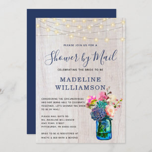 Rustic Boho Bridal Shower by Mail Mason Jar Lights Invitation