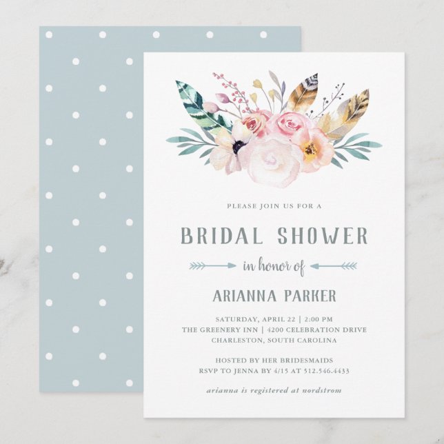Rustic Boho Bridal Shower Invitation (Front/Back)