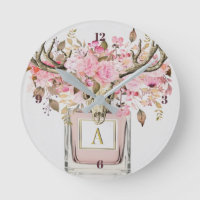 Rustic Boho Bull Skull Floral Monogram Chic