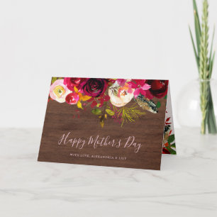 Rustic Boho Burgundy Floral   Happy Mother's Day Card