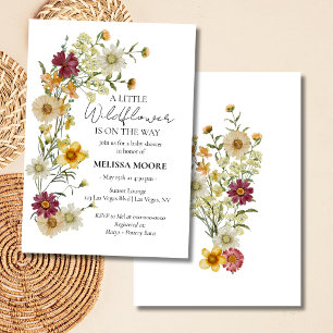 Rustic Boho Burgundy Wildflower Baby Shower Invitation