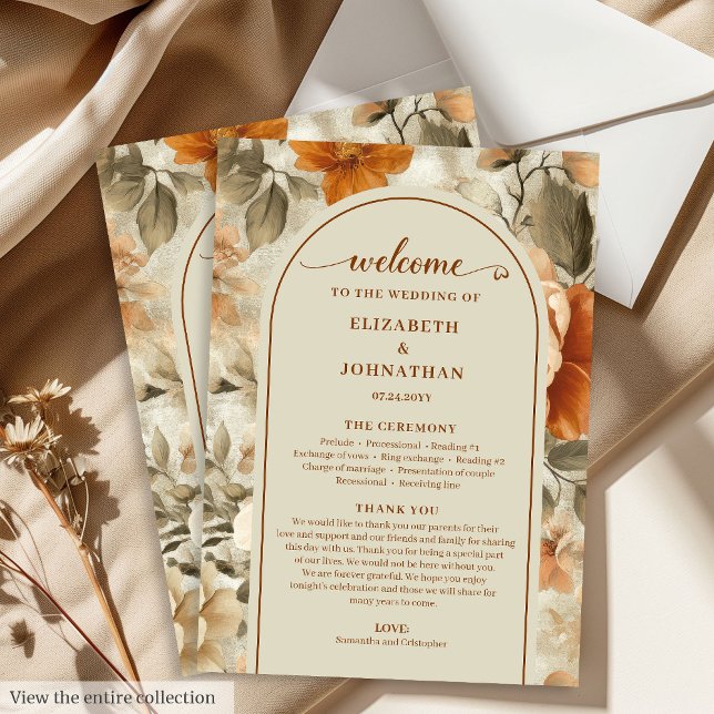 Rustic Boho Burnt Orange Ivory Olive Program Programme (Rustic Boho Burnt Orange Ivory Olive Program)