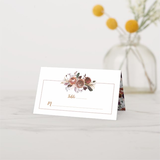 Rustic Boho Butter Rum Rust Place Cards (Front)