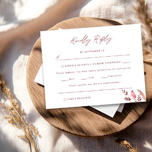 Rustic Boho Chic Fall Wildflower Wedding RSVP Card