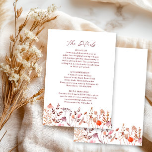 Rustic Boho Chic Fall Wildflowers Wedding Details Enclosure Card